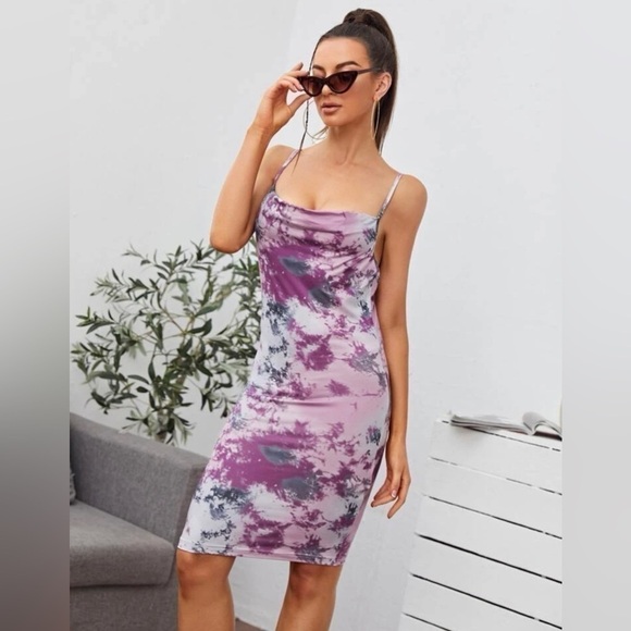 Tie Dye Purple Sun Summer Dress NEW Size Large - Picture 1 of 5
